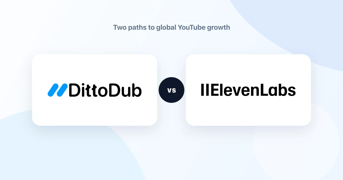 DittoDub and ElevenLabs logos compared for YouTube dubbing