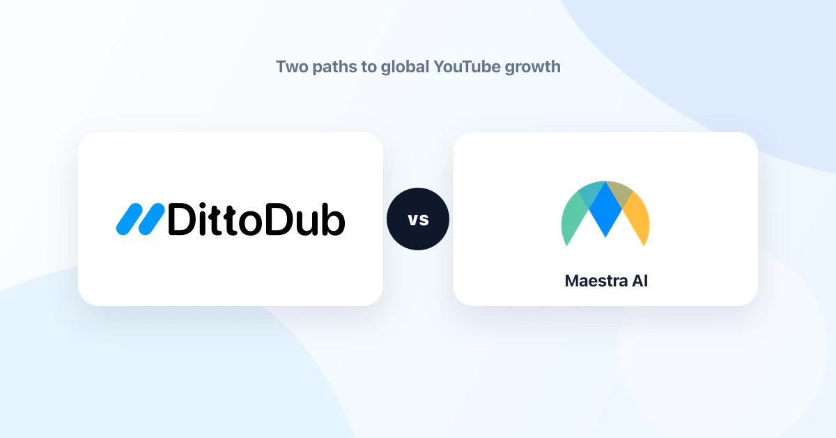DittoDub and Maestra AI logos facing each other in a clean comparison graphic