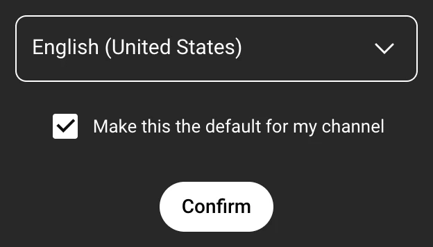 Dialog to set the original language for a YouTube video
